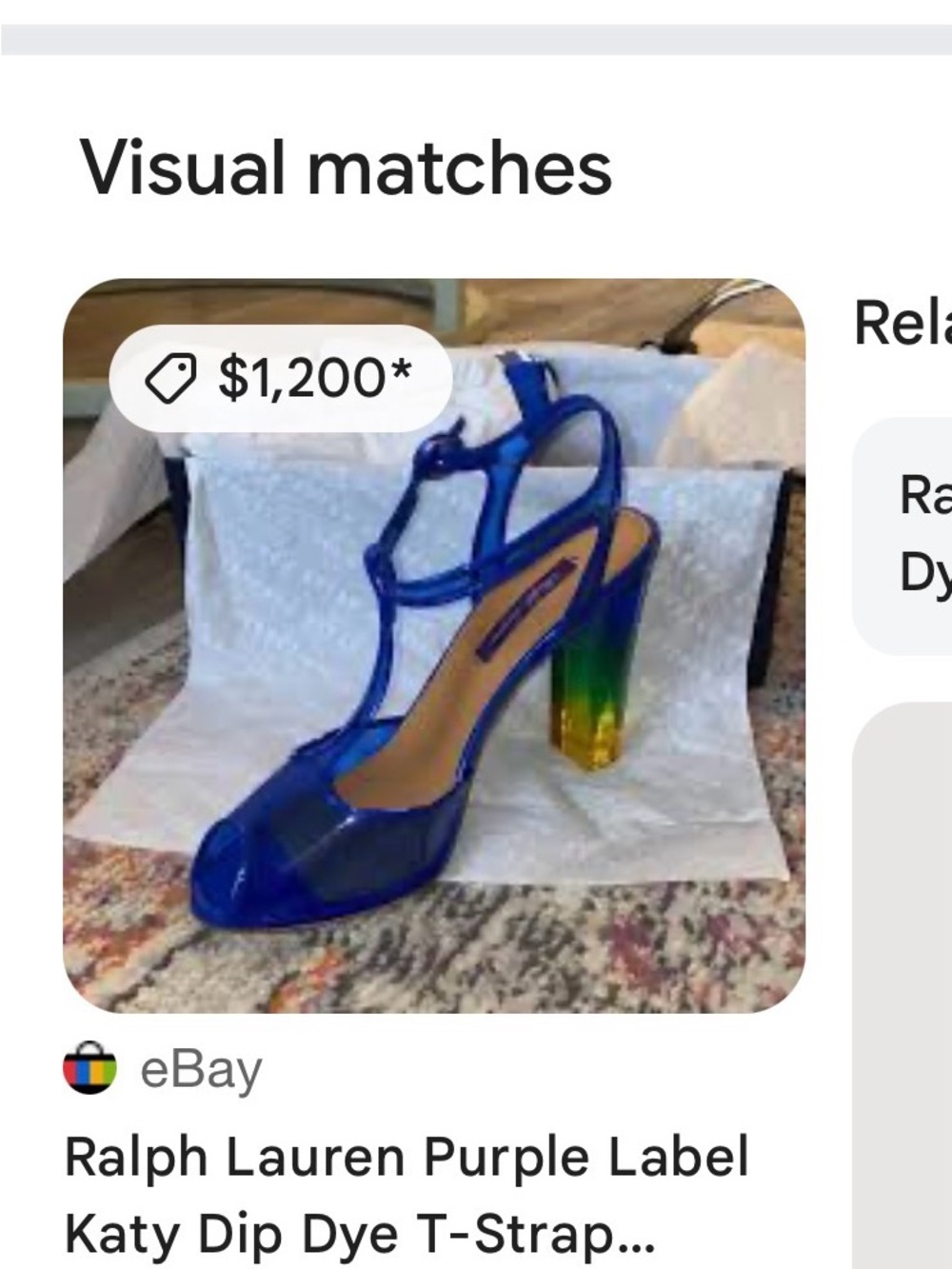 Ralph Lauren Purple Label Blue T-Strap High Heel " Katy-dip-dye T-Strap $1200 - Picture 2 of 13